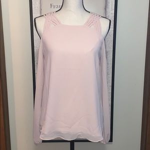 Naked Zebra Ballet Pink Cold Shoulder Flowy Top